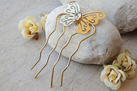 Bridal Hair Pins. Rhinestone Comb. Hair Accessory. Butterfly Hair Comb. Hair Jewelry. Gold Hair Comb. Wedding Succulent. Crystal Bridal Comb