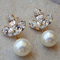 Bridal Pearl And Clear Rebeka Earrings