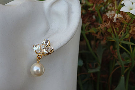 Bridal Pearl And Clear Rebeka Earrings