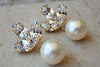 Bridal Pearl And Clear Rebeka Earrings