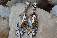 Bridal Rhinestone Earrings. Silver Chandelier Earrings. Rebeka Crystal Drop Earrings