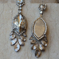 Bridal Rhinestone Earrings. Silver Chandelier Earrings. Rebeka Crystal Drop Earrings