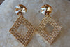 Bridal Rhombus Stud Earrings. Champagne Rebeka Clip On Post Earrings. Gold Crystal Earrings. Bridesmaid Earrings Gift. Geometric Earrings