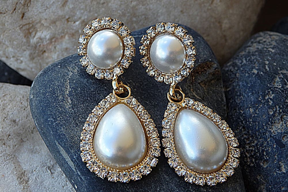 Long Pearl Drop Earrings Bridal Bridal Earrings Long Drop Earrings