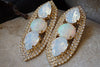Bridal White Earrings. Rebeka & Opal Cluster Earrings. White Gemstone Earrings. Large Gold Earrings. White Opal Cocktail Stud Earrings