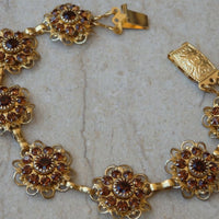 Bronze Flower Necklace. Brown Necklace. Rhinestone Necklace. Amazing Necklace. Honey Brown Necklace. Choker Necklace.brown And Gold Necklace