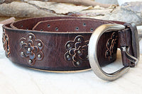 Brown Floral Leather Belt