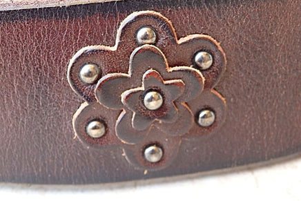 Brown Floral Leather Belt