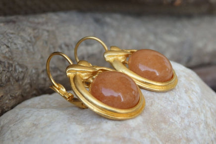 Carnelian Orange Earrings. Tangerine Drop Earrings. Gold Elegant Earrings. Bridal Fashion Jewelry. Orange Gemstone Bridesmaid Earrings.