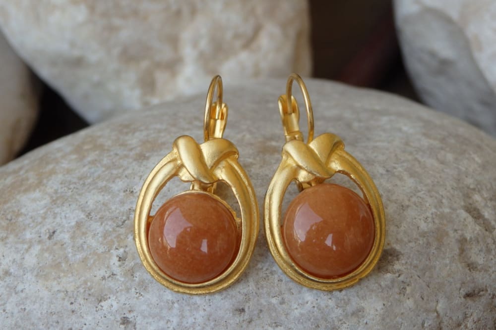 Carnelian Orange Earrings. Tangerine Drop Earrings. Gold Elegant Earrings. Bridal Fashion Jewelry. Orange Gemstone Bridesmaid Earrings.