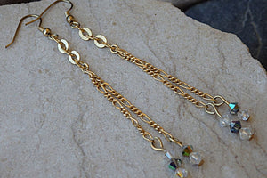Chain Earrings. Light Earrings. Gold Filled Earrings. Dangling Earrings.beaded Rebeka Earrings For Women. Gift Ideas For Girlfriend Her