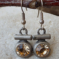 Champagne Bling Rebeka Earrings. Women Jewelry Gift. Drop Earrings. Round Stone Earrings. Women Earrings. Silver Simple Earrings. For Her