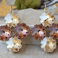 Champagne Blush Earrings. Rose Gold Earrings. Antique Pink Earrings. Cluster Bridal Earrings. Square Earrings. Rebeka Wedding Jewelry