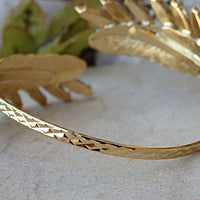Champagne Bracelet. Gold Cuff Bracelet. Rebeka Bracelet. Bridesmaids Bracelet. Adjustable Cuff. Feather Cuff. Bridal Wedding Bracelet