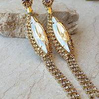 Champagne Bridal Earrings. Topaz Rebeka Earrings. Champagne Bridesmaid Jewelry. Bridal Jewelry Bride. Estate Crystal Dangle Earrings.