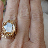 Champagne Ring. Bridesmaids Ring. Topaz Crystal Ring. Rebeka Cocktail Ring. Rhinestone Ring. Statement Ring.big Stone Ring. Chunky Ring