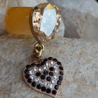 Champagne Statement Ring. Yellow Agate Ring With Rebeka Crystal Heart. Drop Heart Ring. Big Champagne Teardrop Ring. Big Rebeka Ring