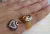 Champagne Statement Ring. Yellow Agate Ring With Rebeka Crystal Heart. Drop Heart Ring. Big Champagne Teardrop Ring. Big Rebeka Ring