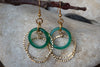 Chandelier Green Hoops Earrings. Gold Hoop Earrings. Everyday Gold Jewelry. Agate Stone Earrings. Simple Earrings For Wife. Dangle Earrings.