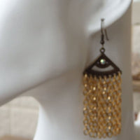 Chandelier Long Gold Earrings. Rebeka Crystal Earrings. Fringes Statement Earrings. Long Gold Chain Earrings . Bridal Bohemian Earrings