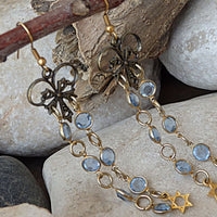 Chandelier Star Of David Earrings. Rebeka Dangle Earrings. Blue Long Earrings. Jewish Earrings Gift. Holiday Gift Idea. Gold Magen David