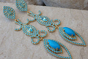 Chandelier Turquoise Earrings. Turquoise And Rebeka Earrings. Genuine Gemstone Earrings. Long Earrings. Turquoise Bridal Earrings.for Her