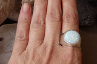 Chunky Opal Ring. 925 Sterling Silver Ring. White Opal Ring. Wide Opal Ring. Womens Rings. Fire Opal Big Ring. Sterling Silver Opal Ring