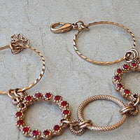 Circle Gemstone Bracelet. Rose Gold Bracelet. Red Ruby Rebeka Link Bracelet. Hoops Rhinestone Bracelet. Bridal Jewelry. Bridesmaid Gift