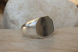 Classic Signet Ring. 925 Sterling Silver Octagon Ring. Bold Signet Ring. Silver Bold Ring. Sterling Silver Signet Ring. Big Signet Rings