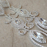 Clear Crystal Earrings. Wedding Statement Earrings. Rebeka Cluster Long Earrings. Unique Women Jewelry.bridal Earrings.celebrity Jewelry