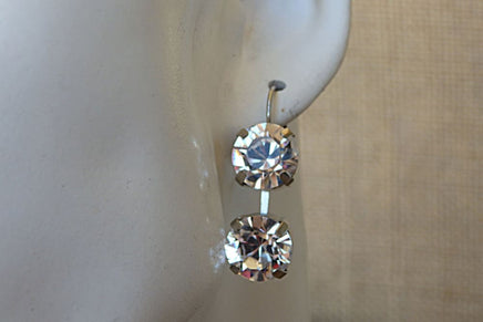 Clear Crystal Leverback Earrings