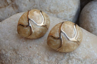 Clip Earrings. Clip On Earrings. Vintage Wedding Enamel Clips Earrings. Antique Jewelrys 1980 For Bridal. Champagne Gold Stud Earrings