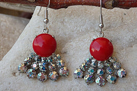 Coral Earrings. Red Coral Silver Earrings. Fan Rebeka Earrings. Bridesmaid Jewelry. Natural Gemstone Jewelry.mother Sister Daughter Gift