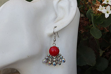 Coral Earrings. Red Coral Silver Earrings. Fan Rebeka Earrings. Bridesmaid Jewelry. Natural Gemstone Jewelry.mother Sister Daughter Gift