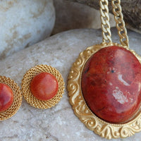 Coral Necklace Earring Set