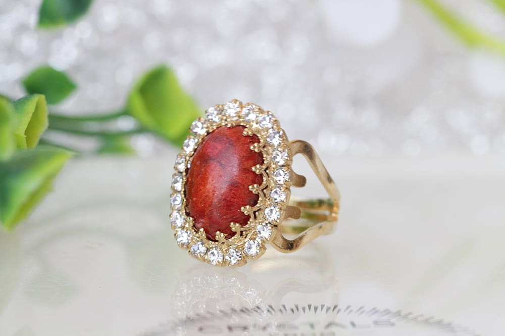 Buy Red Gemstone Ring, Coral Ring, Coral Statement Ring, Engagement Ring, Gold  Coral Ring, Women's Ring, Fashion Ring, Precious Stone Ring Online in India  - Etsy