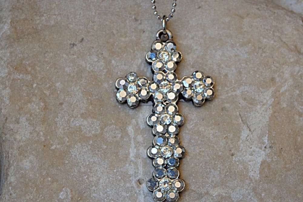 14k Gold Over Silver Gemstone Cross Pendant Necklace