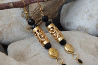 Crystal Beads Earrings. Black And Gold Earrings. Beaded Earrings. Modern Earrings