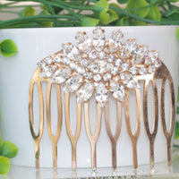 Crystal Rose Gold Hair Comb