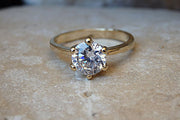 Cubic Zirconia Engagement Ring. Classic Solitaire Ring. Zirconia Solitaire Engagement Ring. 14K Gold Ring. Womens Classic Engagement Ring