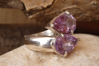 Double Drop Shape Amethyst Ring