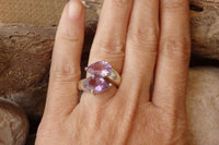 Double Drop Shape Amethyst Ring