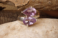 Double Drop Shape Amethyst Ring