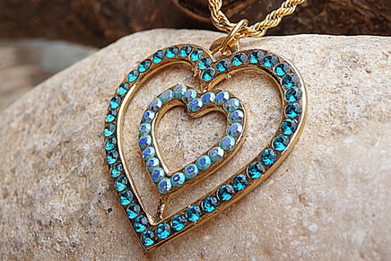 Double Heart Pendant Necklace