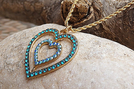 Double Heart Pendant Necklace