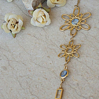 Drop Necklace. Flower Necklace.y-Necklace. Bridal Necklace. Wedding Pendant. Graded Necklace. Rebeka Pendant. Blue Floral Necklace. Wife