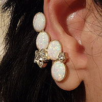 Ear Climber Earrings. Ear Crawler Earrings. Pink Opal Earrings. October Jewelry. Wedding Rebeka Earrings. Star Earrings