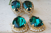 Emerald Chandelier Earrings. Green Rhinestone Chandelier Earring. Rebeka Studs And Drop. Estate Jewelry. Mother Of Brides Groom Earrings