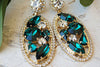 Emerald Crystal Earrings.Rebeka Crystal Earrings.dark Green Earrings.emerald Weddings Jewelry. Prom Earrings.glamour Earrings. For Brides