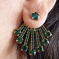 Emerald Ear Jacket Earrings